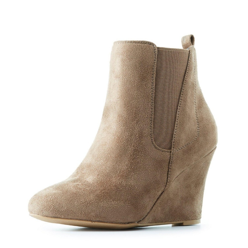 Brown Suede Wedge Heel Ankle Boots